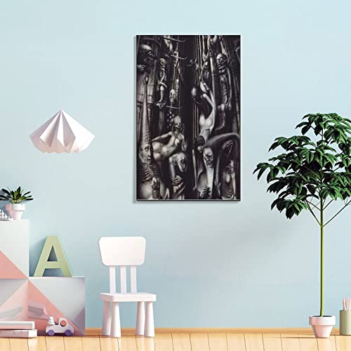 Posters & Prints Art Prints Hr Giger Horror Illustration Horror Posters Halloween Decor (6) Canvas Wall Art Prints For Wall Decor Room Decor Bedroom Decor Gifts 24X36Inch(60X90Cm) Frame-Style #TOP3
