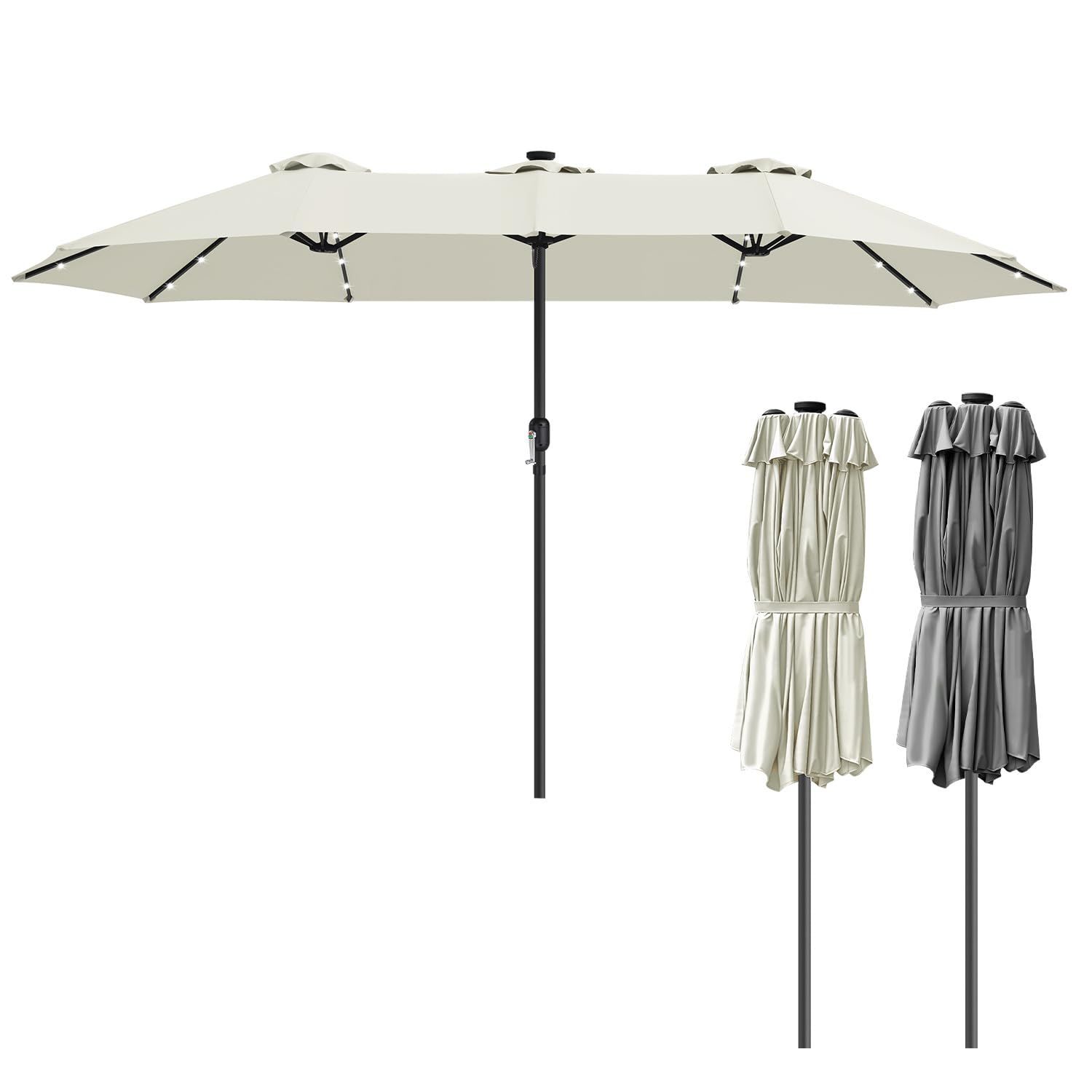 sonnenschirm,Balkonschirm,Gartenschirm mit Kurbel,ohne Ständer,UV Schutz 50+,windfest Kurbelschirm Sonnenschutz für Balkon Garten,Anthrazit,Beige