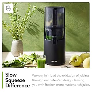Hurom H-200 Electronic Slow Juicer Machine (Silver) - Self Feeding w Big Mouth Hopper to Fit Whole Fruits & Vegetables - Healthy Living - Easy Rinse Clean No Scrub BPA Free Easy Assembly