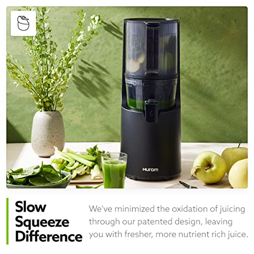 Hurom H-200 Easy Clean Electronic Juicer Machine (Silver) - Self Feeding Slow Juicer W Big Mouth Hopper To Fit Whole Fruits & Vegetables - Healthy Living - Rinse Clean No Scrub Bpa Free Easy Assembly #TOP3