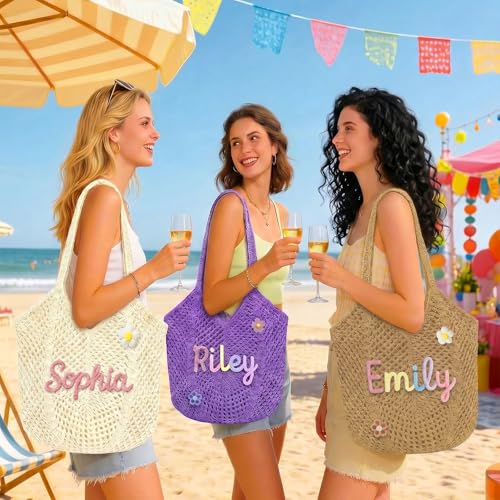 Bolsa de Playa de Ganchillo Personalizada para Mujer miniatura 2