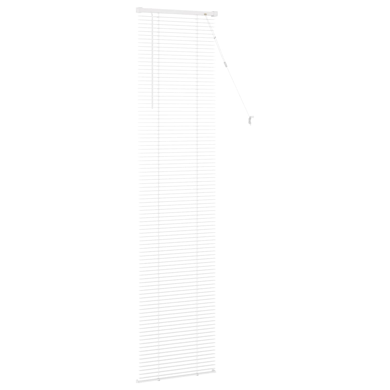 Store vénitien en PVC blanc 213 x 40 cm à lamelles de 25 mm pour fenêtre