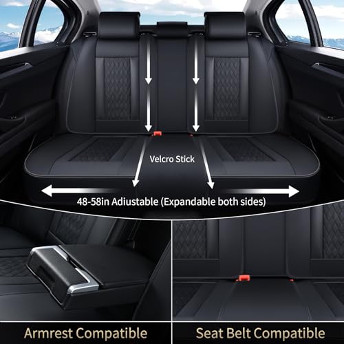 Image of FLORICH Seat Covers, Car Seat Covers Full Set, Luxury Nappa Leather Seat Covers, Breathable and Waterproof Car Seat Protector 5 Seat, Automotive Seat Covers Universal Fit for Most Cars-Black&Beige