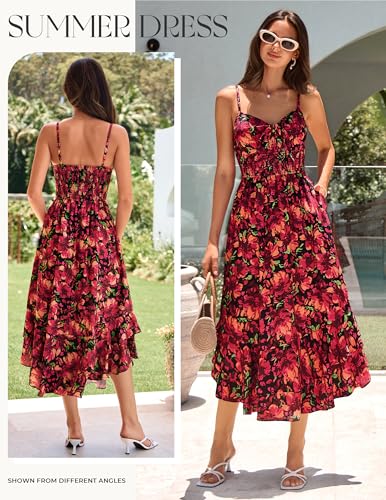 Image of GRACE KARIN Womens Maxi Floral Sundresses Summer Beach Boho Dress Spaghetti Strap Dresses Casual Fashion Clothes with Pockets
