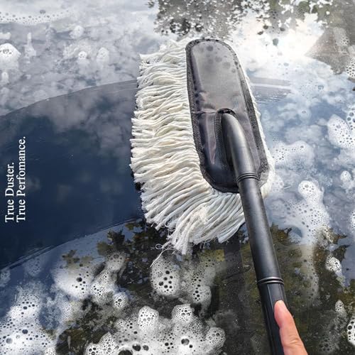 Image of Fuelbyte Super Soft Microfiber Car Duster with Long Handle Lint and Scratch Free Bristles Car Cleaning Brush with Long Bristles for Easy Dust Remover Glass Cleaning for Car Detailing, Waxing (A1)