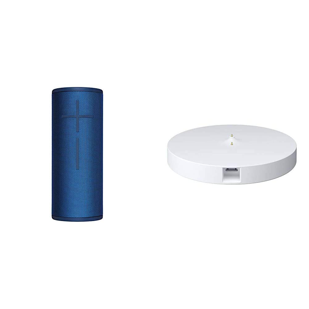 Ultimate Ears BOOM 3 Wireless Bluetooth Speaker (Bold Sound + Deep Bass, Bluetooth, Magic Button, Waterproof, Battery 15 hours, Range 150 feet), Lagoon Blue with POWER UP Charging Dock