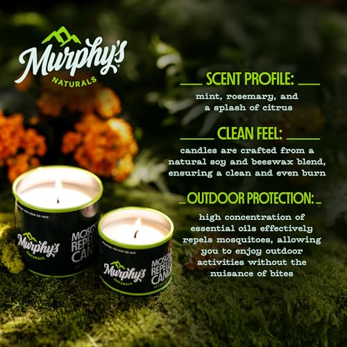Murphy's Naturals Mosquito Bug Repellent Candles for Outdoor Patio, Citronella & Essential Oils, Soy/Beeswax Blend, 30-Hour Burn Time, 9 Ounce, 2-Pack