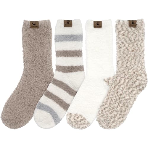 BEARPAW 4 Pair Pack Cozy Super Soft Lounge Socks Multi Pattern Crew Socks3