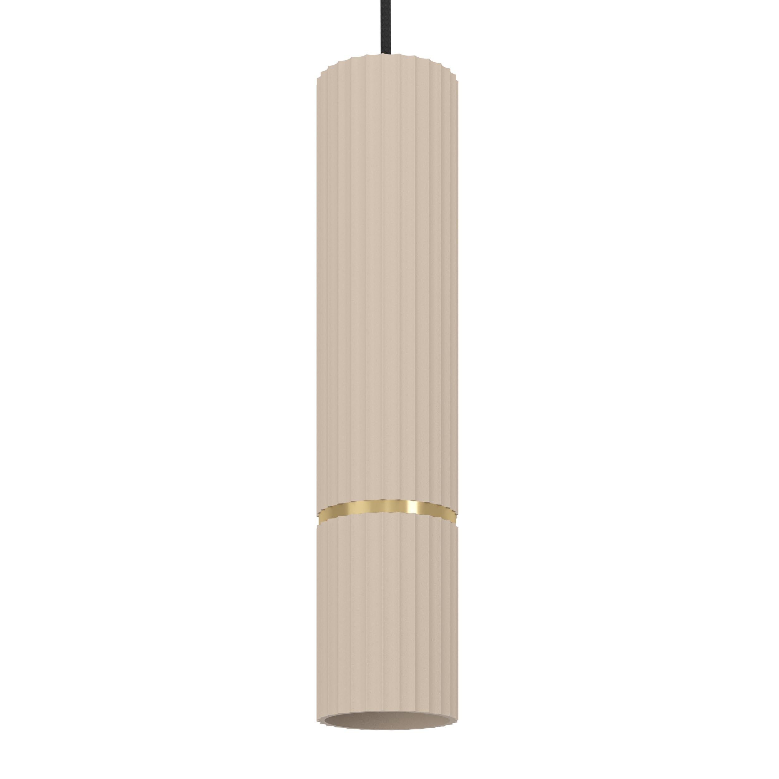 Eglo Lampadario LED Caminia, 1 luce, per tavolo da pranzo, illuminazione per sala da pranzo, in metallo beige e oro, lampadina GU10, luce bianca calda