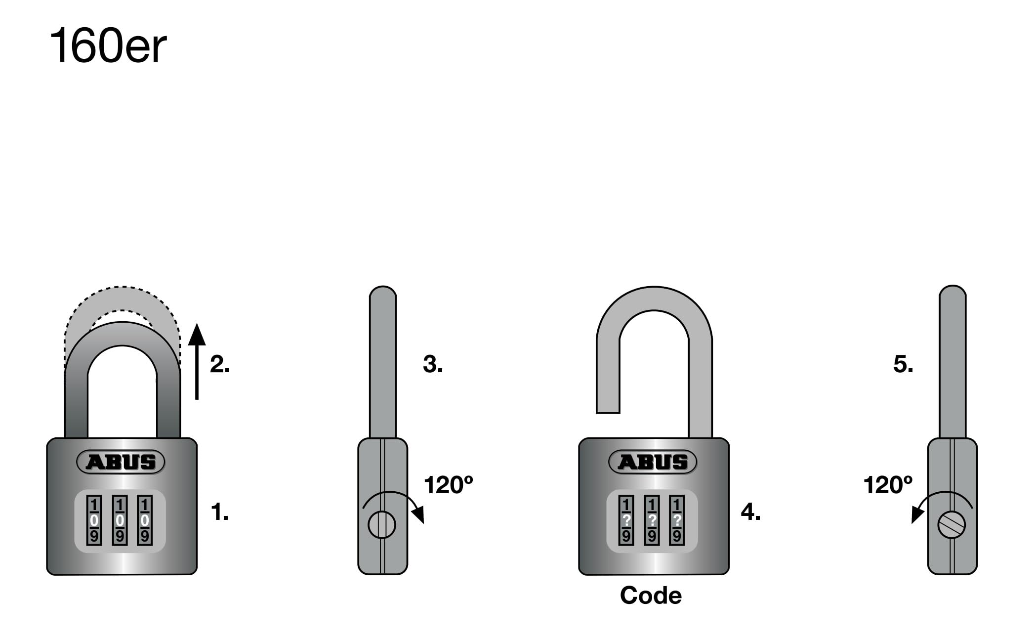 ABUS 3-cyfrowa kłódka szyfrowa 160/40
