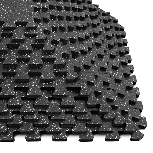 Image of Yes4All Rubber Gym Flooring for Home Gym, 0.56 inch Thick Gym Flooring Tiles, EVA Foam Mats with Rubber Top, Protective Flooring Mat