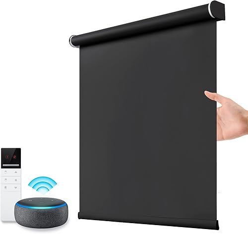 Persianas opacas motorizadas con ancho personalizado (21-92 pulgadas), persianas enrollables inalámbricas y recargables con control remoto para