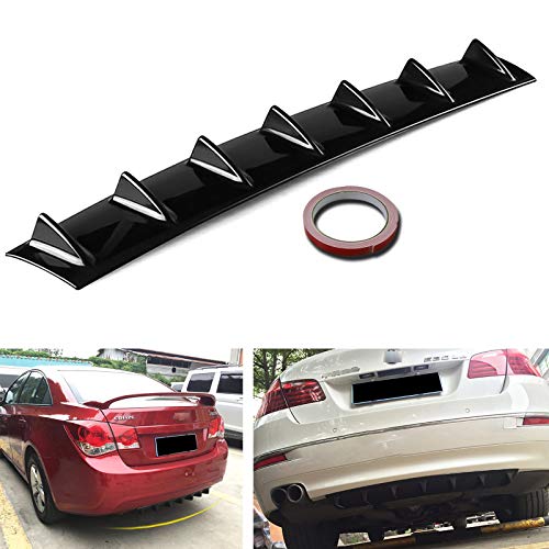 Xotic Tech 34"x6" Rear Bumper Lower Lip Diffuser Auto Car Chassis Spoiler Shark Fin 7 Wing Splitter Universal Fit(Gloss Black)