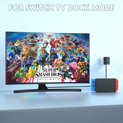 Image of Switch Charger for Nintendo, AC Power Supply Adapter for Nintendo Switch Lite /OLED Steam Deck Output 15V3A with 5FT USB Type C Charger Cable for Switch Support TV Dock Mode (Pack of 2)