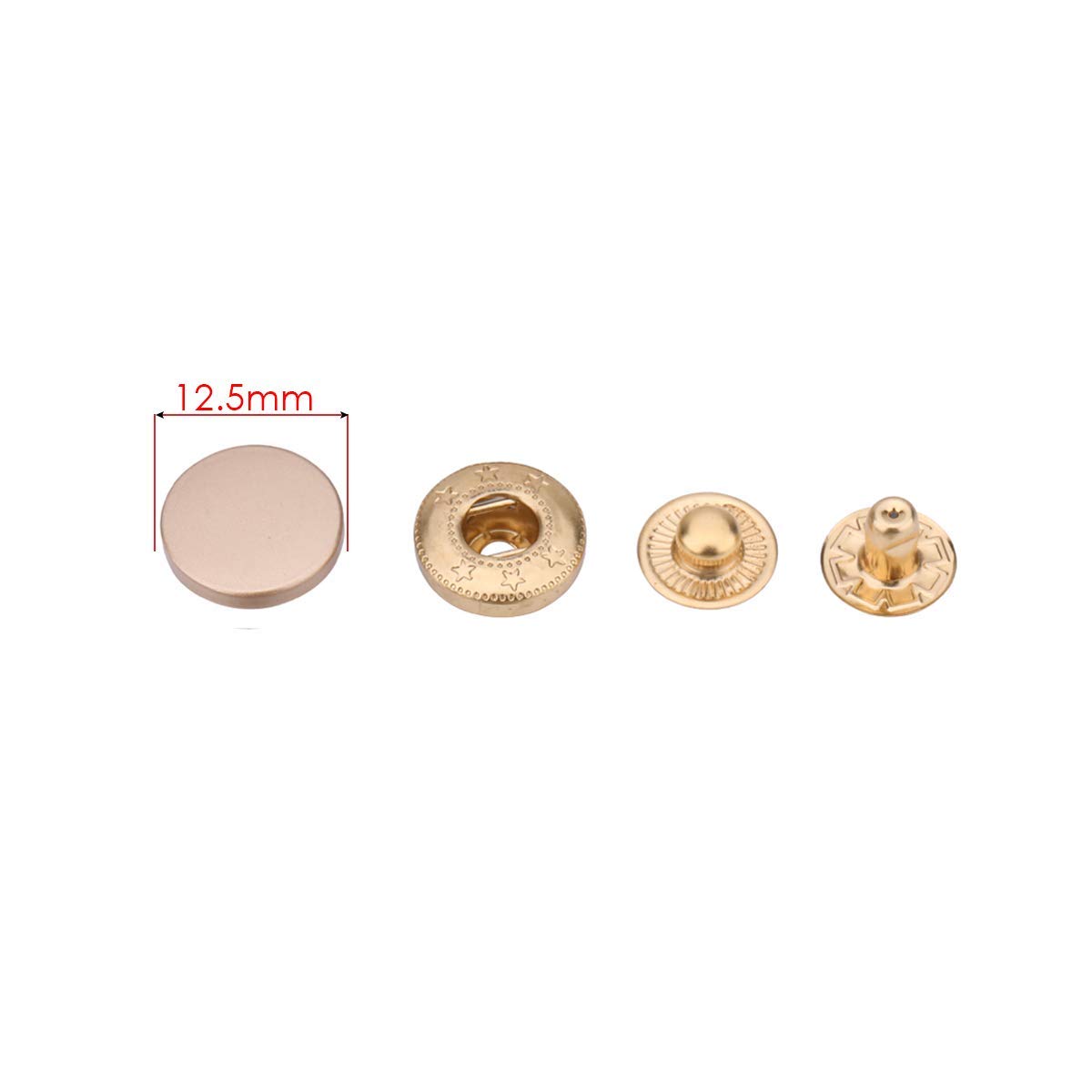 Weddecor 12mm S MOLLA Bottoni Automatici 4 Part, Resistente e Leggero, Metallo Bottoni Automatici per Giacche, Jeans, Accessori in pelle, Cinturini e Abbigliamento Riparazione - Argento, 10pcs