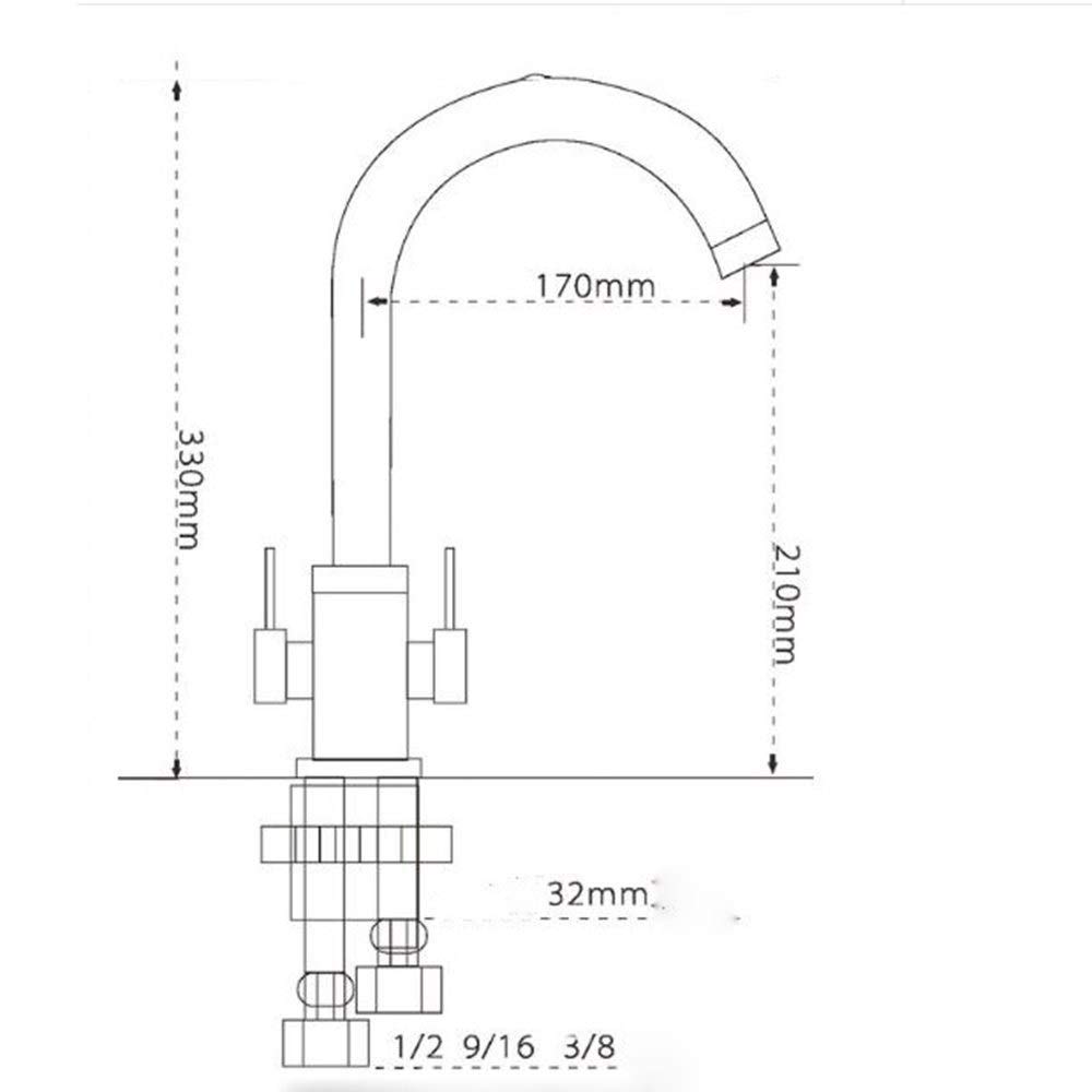 Obrotowy o 360 ° Nowoczesna bateria kuchenna Dwuuchwytowa bateria do mieszania ciepłej i zimnej wody Bateria zlewozmywakowa z ceramicznymi mosiężnymi uchwytami Z ABS Bubbler Deck Mounted Wat