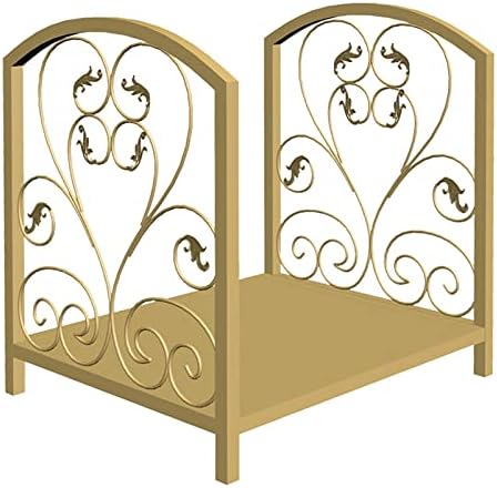 Heavy Duty Scroll Firewood Rack Stand - 17.7" Wrought Iron Log Holder for Indoor/Outdoor Wood Storage - Durable Wood Stacker Shelf for Fireplace & Patio Use