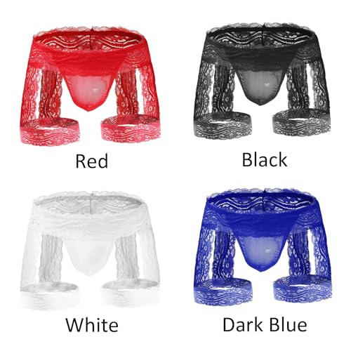 Mens Lace Sissy Panties Sexy Lingerie Thongs with Garters Sheer Underwear Panties for Cross-dressers2