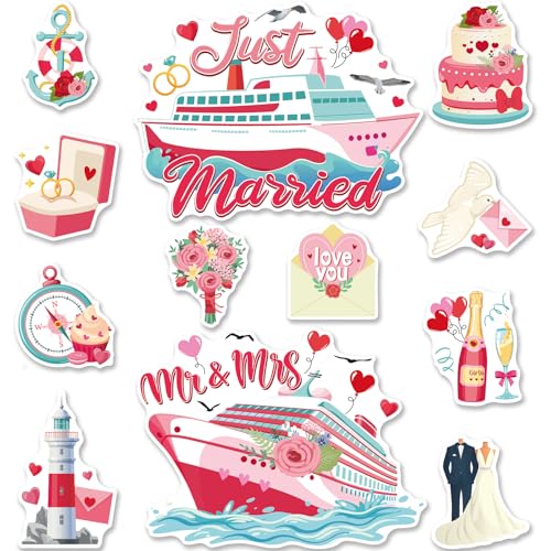 Just Married Cruise Door Magnets - Cosmisun 12PCS Weeding Cruise