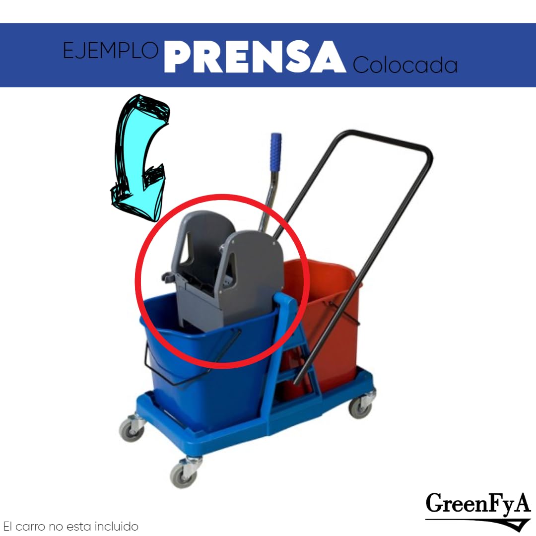 Prensa Escurridora Profesional para Carro de Fregado – Compatible con Cubo Doble – Fregona Industrial – Limpieza Intensiva – Mango Ergonómico – Ideal para Hostelería, Oficinas