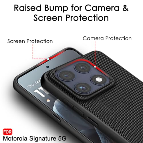 Image of TheGiftKart Back Cover Case for Motorola Moto Signature 5G | Slim & Lightweight | Ultra-Premium Design | Camera Protection Bump | Fabric Texture Case Cover (PC & TPU, Black)