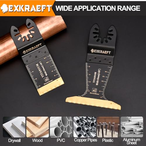 EXKRAEFT 30Pcs Multitool Blade Kits for Metal Wood and Drywall, Japanese Tooth Multi Tool Blades, Titanium Universal Oscillating Saw Accessories Fit Milwaukee Ryobi Rockwell Fein and More 7 EXKRAEFT 30Pcs Multitool Blade Kits for Metal Wood and Drywall, Japanese Tooth Multi Tool Blades, Titanium Universal Oscillating Saw Accessories Fit Milwaukee Ryobi Rockwell Fein and More - Image 7