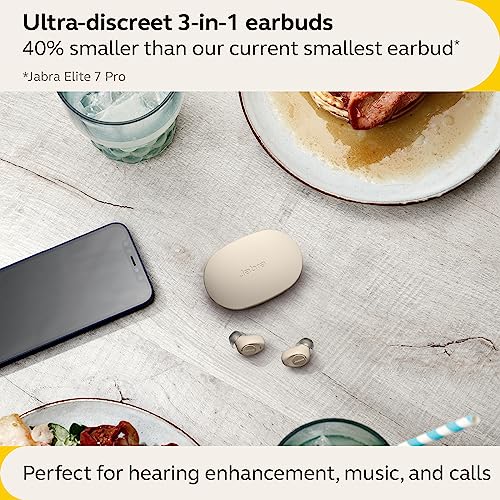 Image of Jabra Enhance Plus Self-Fitting OTC Rechargeable Hearing Aids for Advanced Hearing Enhancement, Music and Calls - (Incompatible with Android) 4 Mics and Powerful Speakers, Made for iPhone - Gold Beige