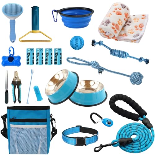 PupLuxe Puppy Starter Kit Blue 22 Piece Kit Great for Dog Training New Dog Bundle