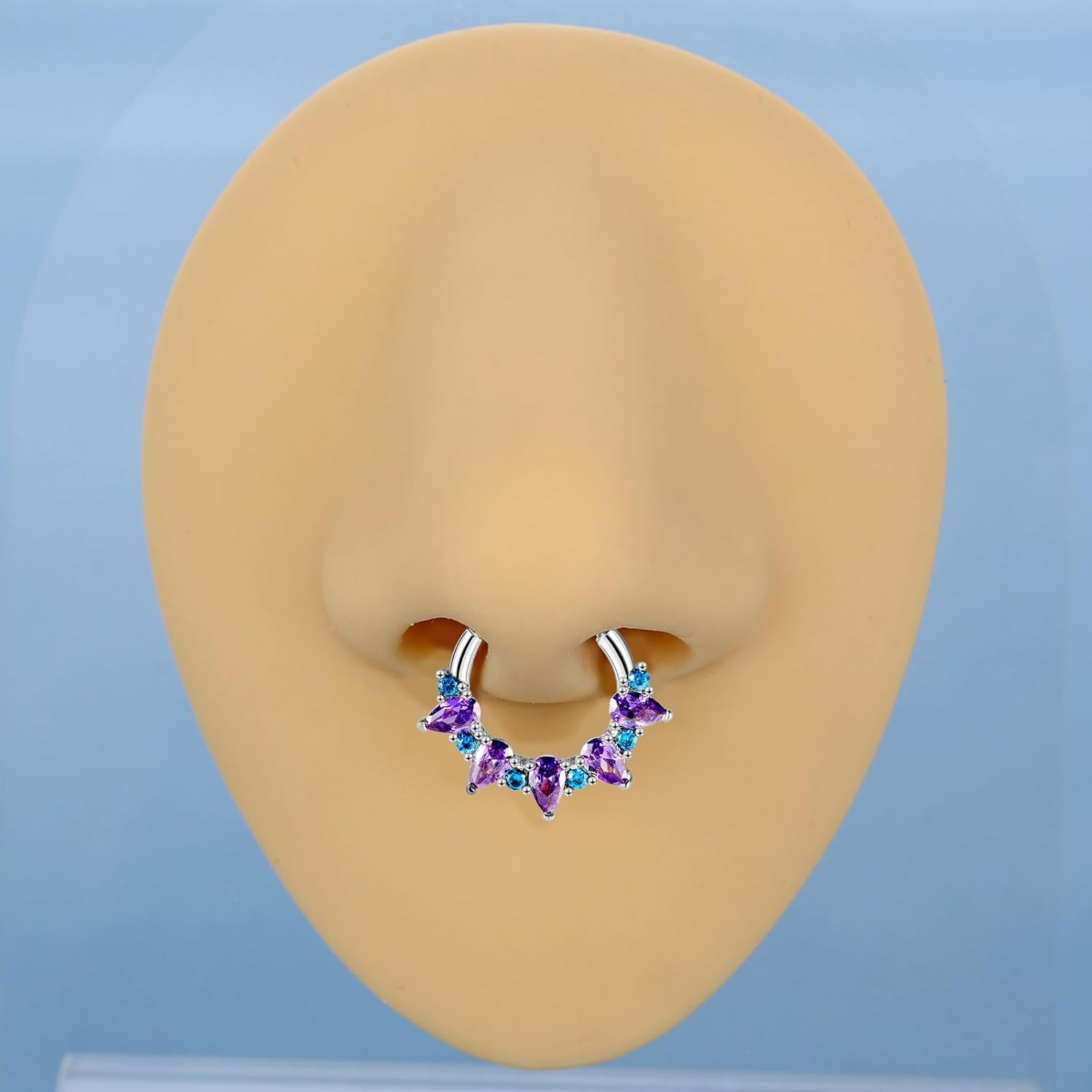 Fashionable Gold Plated Sturdy Steel Materials Nose Hoop Featuring Sparkling Amethyst Crystals Accent Casual Wear Unique Styles Nosepiece