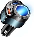 [4IN1&QC3.0] Fendeur d'éclairage de cigarette, voiture USB Port multichargeur [QC3.0/Type-C/3.1A], 12V 24V Adaptateur de voiture compatible avec iPhone 15 Pro Max/14/13/12/11/XS/8, iPad, Samsung, Dash Cam