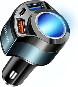 [4IN1&QC3.0] Cigarette Lighter Splitter, Car USB Charger Multi Port [QC3.0/Type-C/3.1A], 12V 24V Car Adapter Compatible With iPhone 15 Pro Max/14/13/12/11/XS/8, iPad, Samsung, Dash Cam