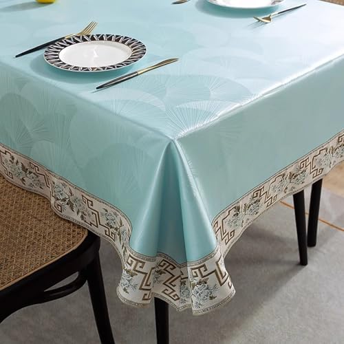 Nappe cuir PU rectangle 140 x 180 imperméable motif feuilles pour table - 2