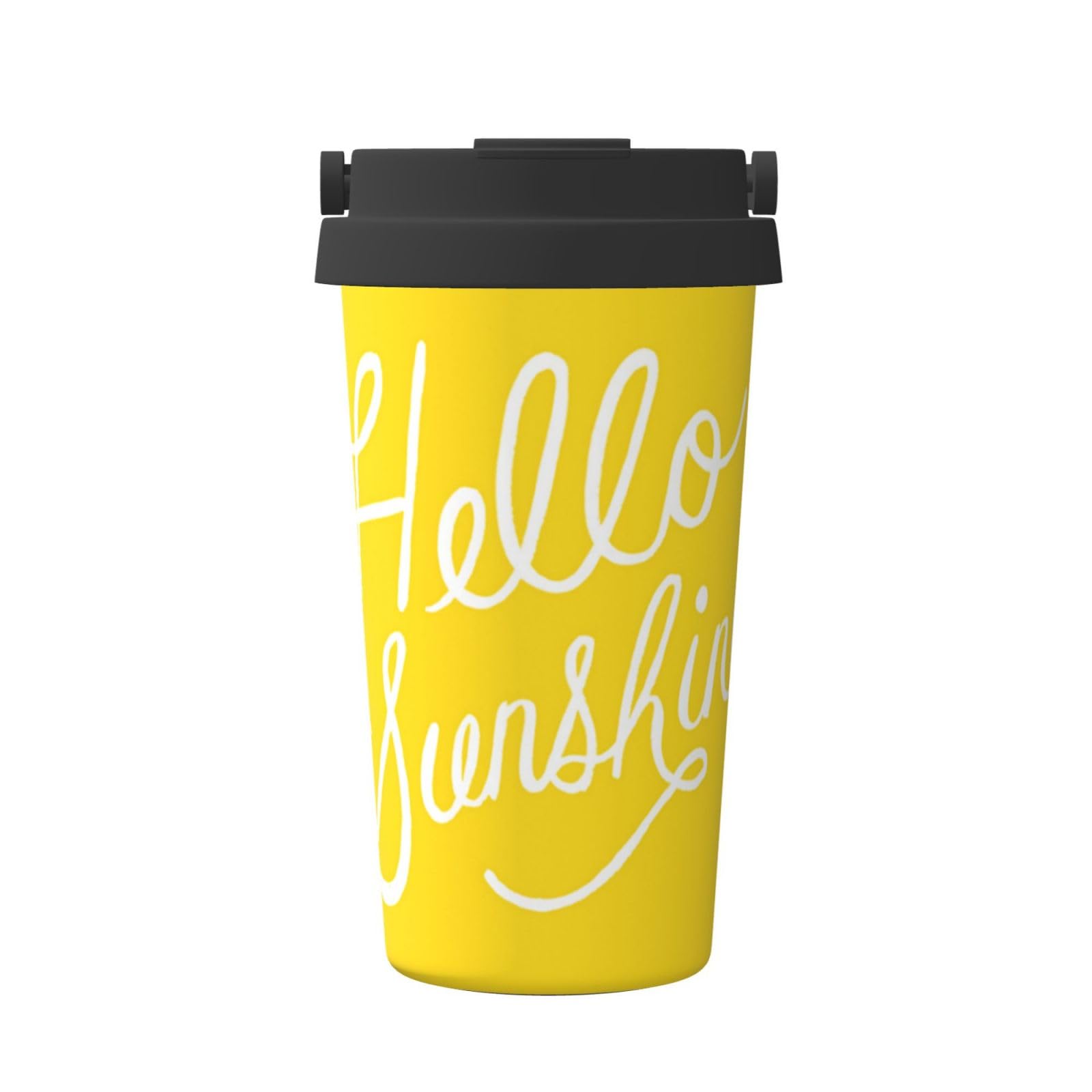 Goodlooking 'Hello Sunshine Printed Carry Insulated Coffee Mug Car Cup Portable Car Straw Cup
