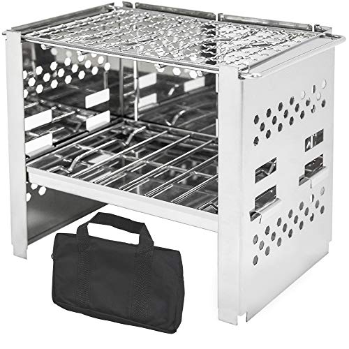 バーベキューコンロ 焚き火台 キャンプ用品 １台多役 2段高さ調節 折りたたみ コンパクト ステンレス製 アウトドア ソロ