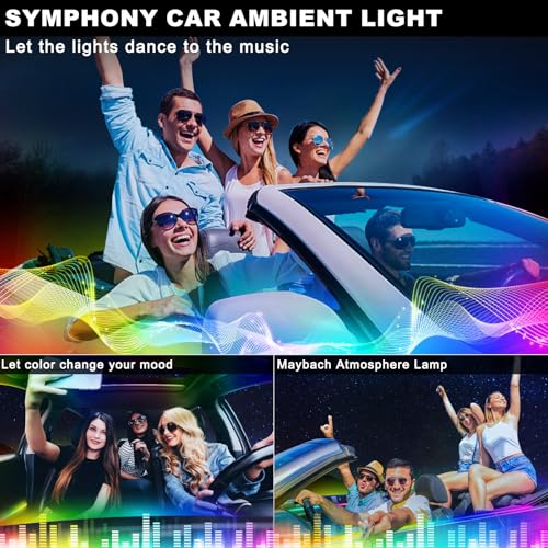 Dreamcolor Acrylic Interior Car LED Strip Light with Wireless APP, RGB 6 in 1 with 175 inches 593 LEDs Fiber Optic Strip Lights for Car, Dynamic Chasing Music Sync Neon Car Ambient Lighting Kits by MAODANER - Image 6