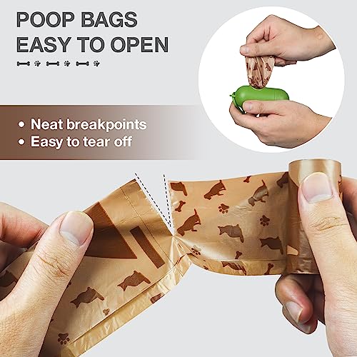 Image of 180 Count Dog Poop Bags with Dispenser, Leak-Proof Large Doggie Bag for Poop, Extra Thick Doggy Waste Bags, Unscented, Pet Trash Bags Holder Outdoor Puppy Walking and Traveling Rolls, Brown