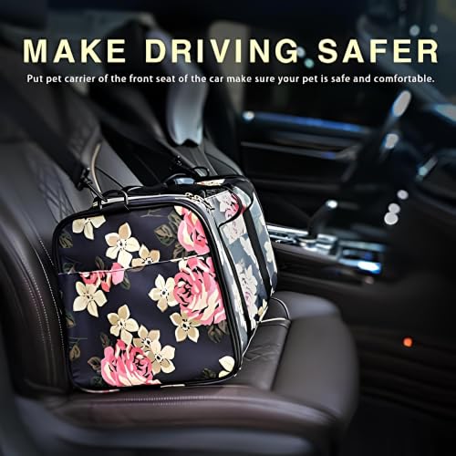 Image of KIKA Pets AeroNest Cat Bag Carrier | Small Dog Puppy Bag Carrier | Airline Dimension Approved Akasa - Medium Size (18 x 9.8 x 9.9 inches), French Peony Print