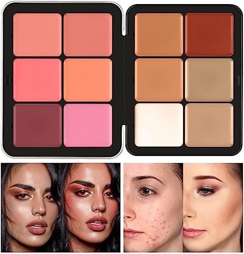 Koeydxst Maskenpalette 12 Farben, dauerhafte Wasserdichte Farbkorrektionscreme (Blush A + Maske A)