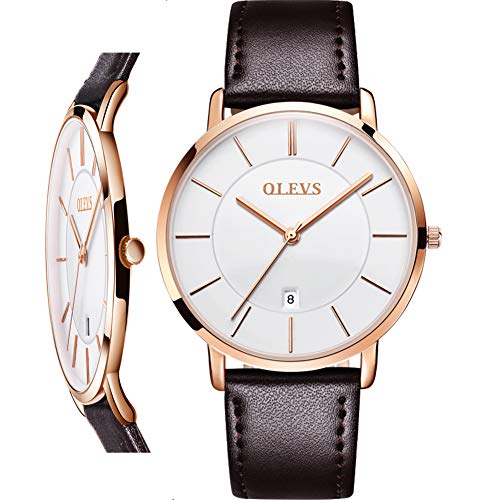 Thin mens watch,mens minimalist watch,brown leather watch for men…