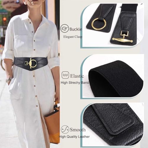 Yalice Women Wide Elastic Belt Stretch Waist Belt for Dresses Thick Leather Belts Cosplay Waistband3