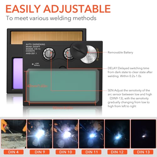 Image of TRQWH Welding Helmet with Light True Color Auto Darkening Welding Helmets for Men Solar Powered Welding Hood with 2 Arc Sensor Wide Shade 4 /9-13 for TIG MIG ARC Cool Welder Mask