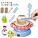 HNFDU Tour de Potier Électrique, 22cm Roue de Poterie Art Artisanat Kit et Artisanat Enfants Jouets Poterie Formant Machine Artisanat Peinture Palette Ensemble
