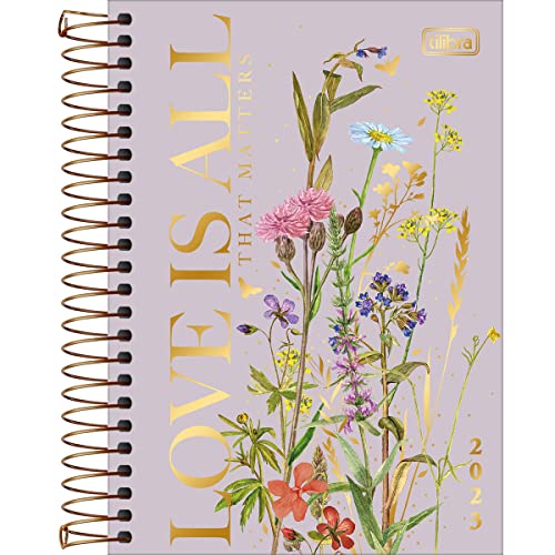 Agenda Espiral Diária 14 x 20 cm Le Vanille 2023 - Capa Lilas - Love Is All - Tilibra