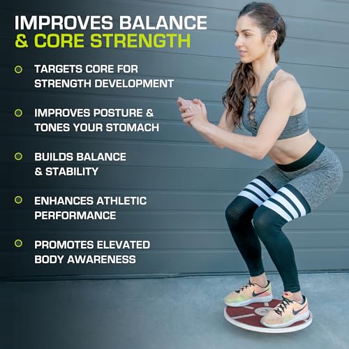 Image of ProsourceFit Wooden Balance Board Non-Slip Wobble Core Trainer 15.75in (39.5cm) Diameter with 360 Rotation for Stability Training, Full Body Exercises, Physical Therapy