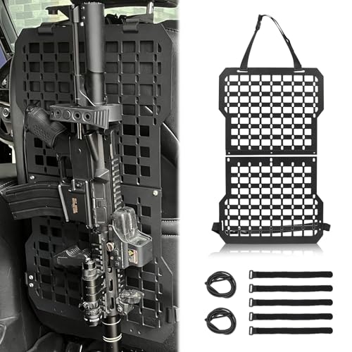 MAIKER Rigid Molle Panels For Vehicles Truck Mount Rack Panel Tactical Seat Back Organizer Adjustable Versatile Panel with Hook and Loop Fasteners & Elastic Rope for Storage Gears Accessories, Black