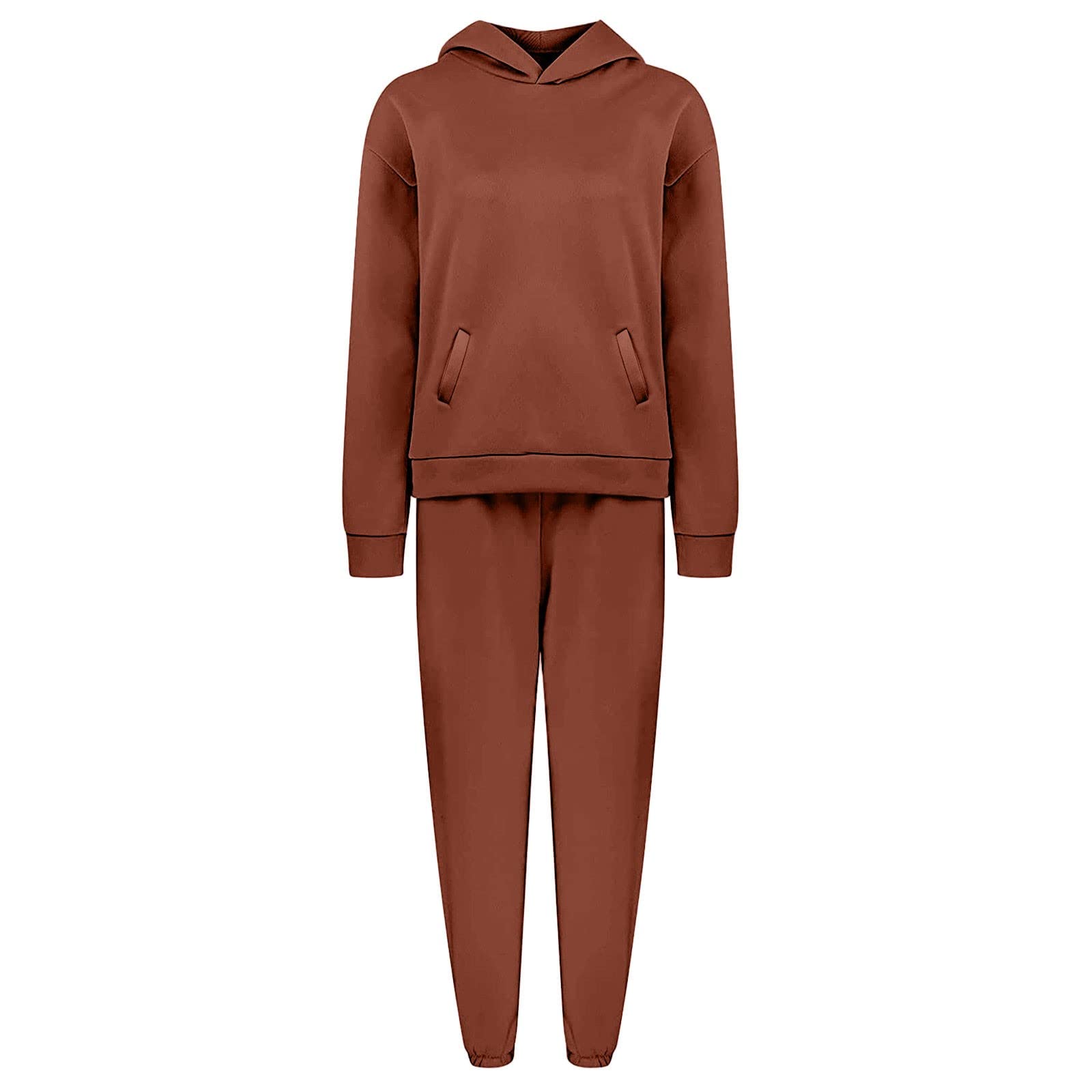 Frauen Casual Fashion Langarm Hoodie Lange Hosen Set Solide Farbe Elegantes Zweiteiler Outfit