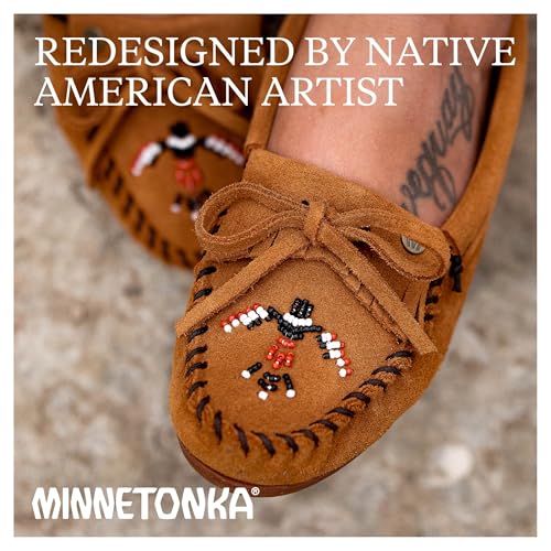 Minnetonka Women’s Thunderbird “Animikii” Hardsole – Moccasins for Women with a Classic Leather Moccasin Silhouette, Cushioned Footbed, and Beaded Moccasin Design4