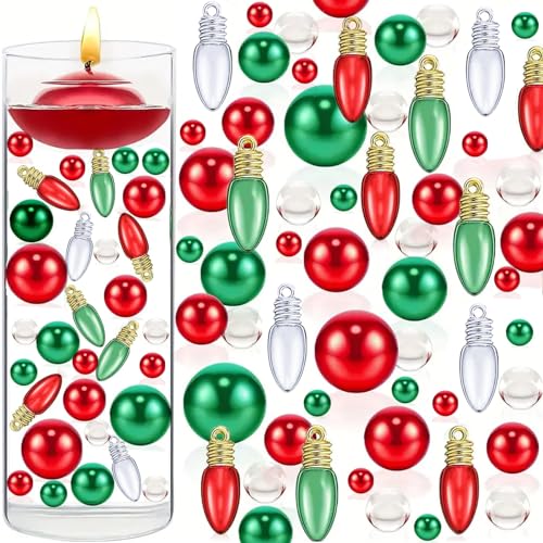 126 Pieces Christmas Vase Filler Decorations for Faux Beads Party Garland for Vases Filler Wedding Centerpiece Christmas Party Decor (Romantic Light Bulbs)