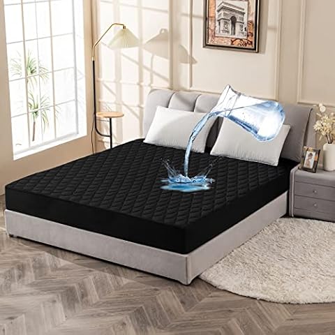 Waterproof Mattress Protector, Queen Size Quilted Fitted Mattress Cover, Breathable Mattress Cover, Premium Soft Filling Mattress Pad Protector with 8"-18" Deep Pocket Cover