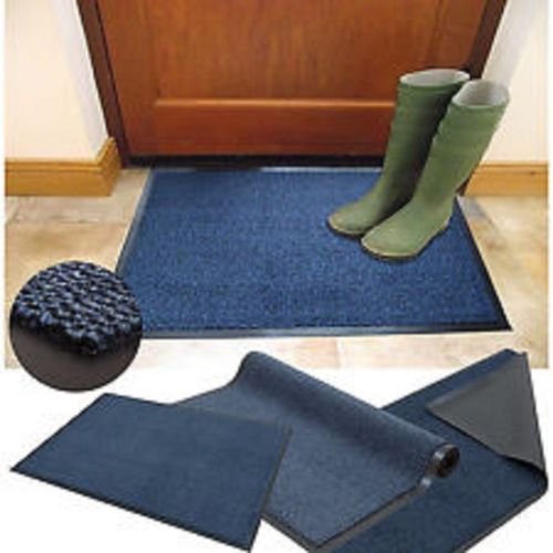 Large 80 x 140cm Non Slip Machine Washable Commodore Barrier Entrance Mats Kitchens Doors Dirt Trapper-Blue